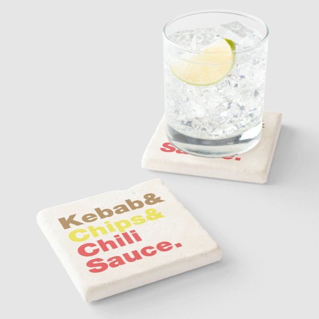 Porta-copo De Pedra Kebab e Chips e Molho Chili. (Lateral)