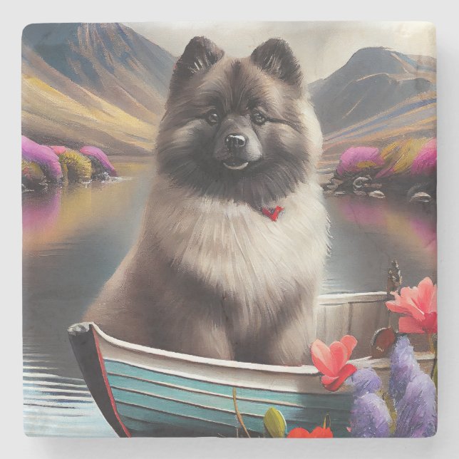Porta-copo De Pedra Keeshond em um remo: Uma aventura cêntrica (Frente)