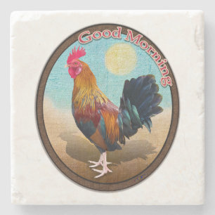 Porta-copo De Pedra Key West - Rooster Gypsy Bom Dia Vintage Oval