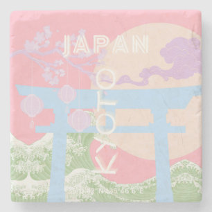 Porta-copo De Pedra Kioto Japão Viagem Art, Pink Pastel Viagem Art