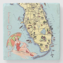 Kitsch do mapa das viagens vintage de Florida