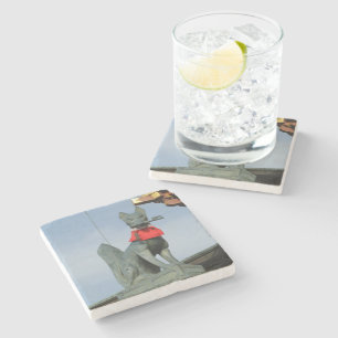 Porta-copo De Pedra Kitsune キ ツ ネ (Fox) com Key in Mouth