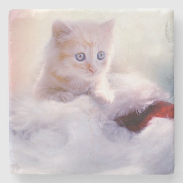 Porta-copo De Pedra Kitten Natal (Frente)