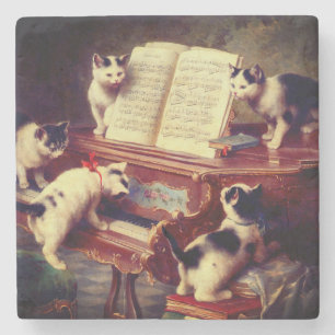 Porta-copo De Pedra Kittens e Piano