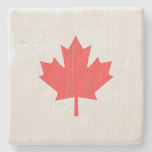 Porta-copo De Pedra Knit Style Maple Leaf Knitting Motif