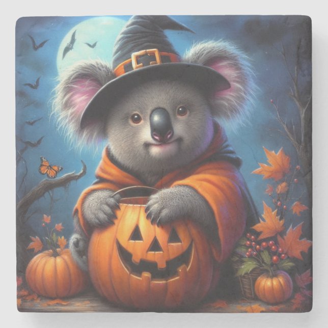 Porta-copo De Pedra Koala Halloween Costume (Frente)