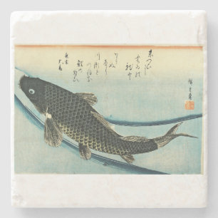Porta-copo De Pedra Koi (Carp) - Impressão de Peixe Japonês de Hiroshi