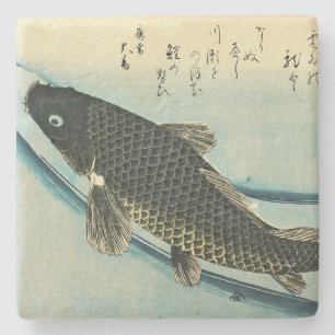 Porta-copo De Pedra Koi (Carp) - Impressão de Peixe Japonês de Hiroshi