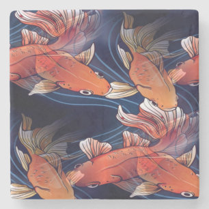 Porta-copo De Pedra Koi Fish Japonês