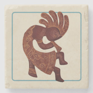Porta-copo De Pedra Kokopelli, Rust delineado, Sudoeste
