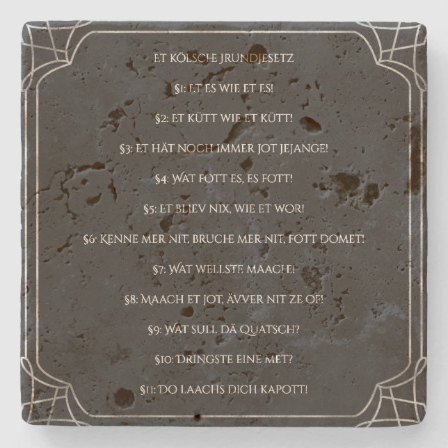 Porta-copo De Pedra Kölsches Grundgesetz – Köln Cologne Jugendstil (Frente)