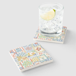 Porta-copo De Pedra La Dolce Vita Italian Summer Lemons Mediterranean 