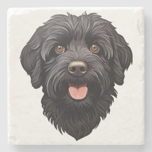 Porta-copo De Pedra Labradoodle Black Dog