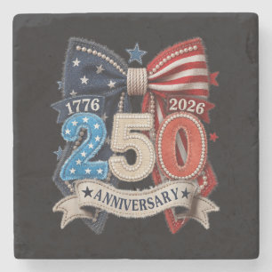 Porta-copo De Pedra Laço da Bandeira Americana 250º Aniversário Patrio