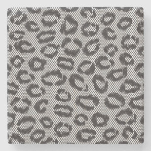 Porta-copo De Pedra Laço líquido preto com teste padrão do leopardo