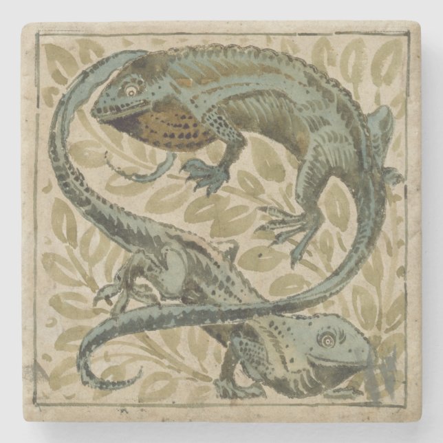 Porta-copo De Pedra Lagartos, design para um azulejo (w/c no papel) (Frente)