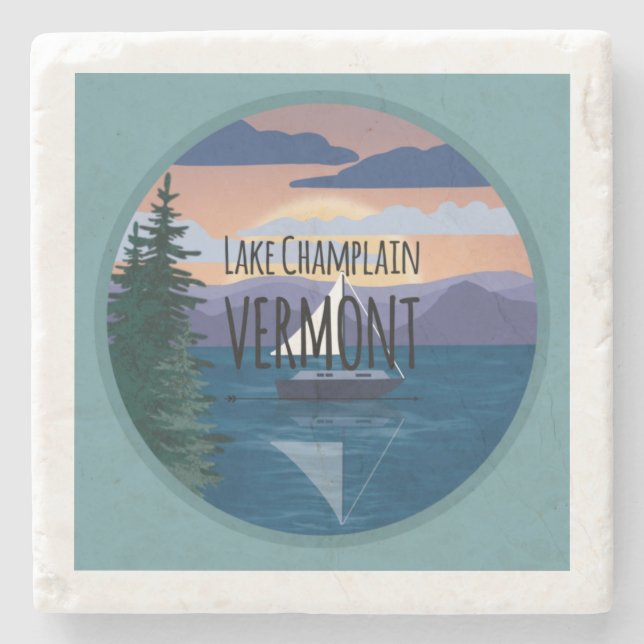 Porta-copo De Pedra Lago Champlain Vermont viagem design (Frente)