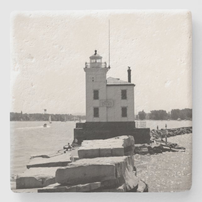 Porta-copo De Pedra Lago Erie Lighthouse (Frente)