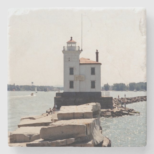Porta-copo De Pedra Lago Erie Lighthouse (Frente)