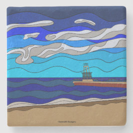 Porta-copo De Pedra Lago Michigan - Limestone Coaster