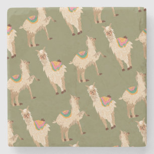 Porta-copo De Pedra Lamas coloridas e alpacas desenhadas à mão