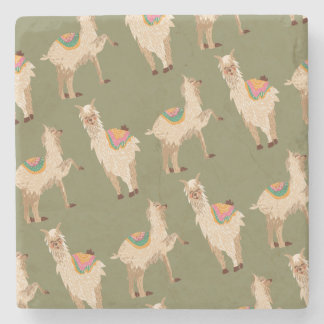 Porta-copo De Pedra Lamas coloridas e alpacas desenhadas à mão