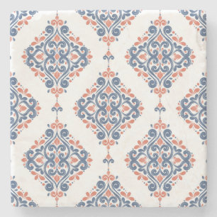 Porta-copo De Pedra Laranja Azul Ornamental: Sem Costura Vintage