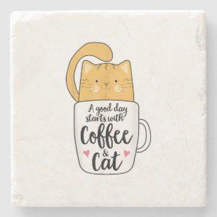 Porta-copo De Pedra Laranja Engraçado Café Mug Cat Lover