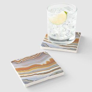 Porta-copo De Pedra Laranja Vermelho Branco Preto Azul Ouro Ágata Geod