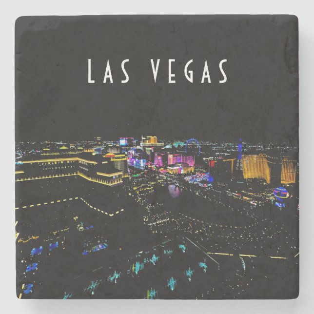 Porta-copo De Pedra Las Vegas Skyline à noite (Frente)