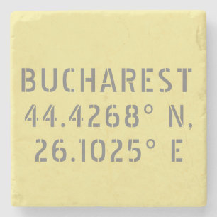 Porta-copo De Pedra Latitude e Longitude de Bucareste