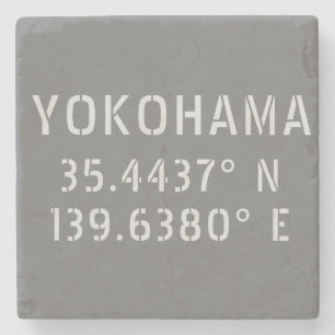 Porta-copo De Pedra Latitude e Longitude de Yokohama