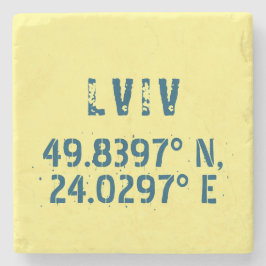 Porta-copo De Pedra Latitude & Longitude da Ucrânia Lviv