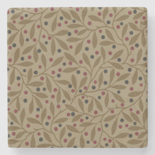 Porta-copo De Pedra Leaf Berry Classic Colorful Bonito Patterna Art