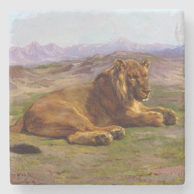 Porta-copo De Pedra Leão selvagem no Masai Mara (Frente)