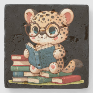 Porta-copo De Pedra Leitura de Leopardo Bonito