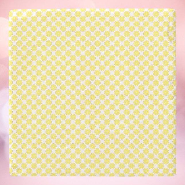 Porta-copo De Pedra Lemon Fruit Pattern (A coaster featuring a lemon fruit pattern)