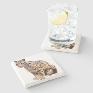 Porta-copo De Pedra leopardo nebuloso fotografia selva grande gato ani