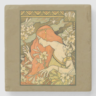 Porta-copo De Pedra L'Ermitage French Nouveau Woman no Campo da Flor