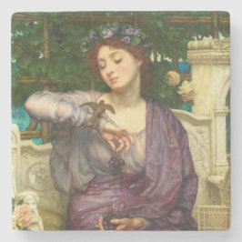 Porta-copo De Pedra Lesbia e seu Sparrow (por Edward John Poynter)