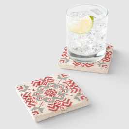 Porta-copo De Pedra Letão Auseklis Folk — medalhão geométrico