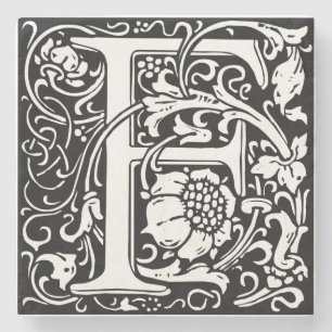 Porta-copo De Pedra Letra F Monograma Medieval Arte Nova