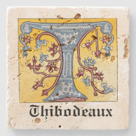 Porta-copo De Pedra Letra Iluminada Azul e Vermelha Medieval T