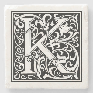 Porta-copo De Pedra Letra "K " do vintage