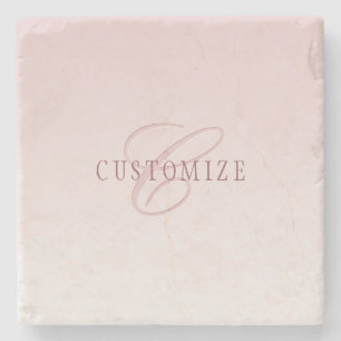 Porta-copo De Pedra Letras Elegantes & Monograma Rose Ombre