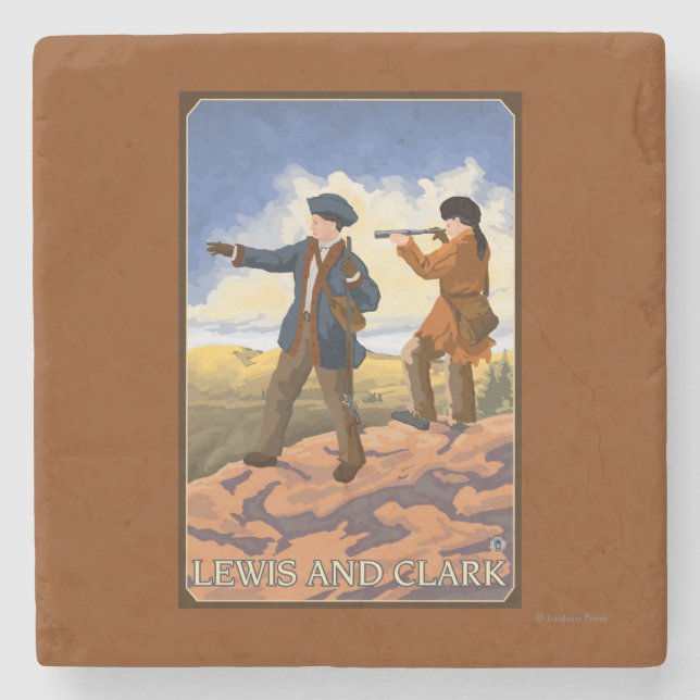 Porta-copo De Pedra Lewis e Clark que exploram o oeste (Frente)