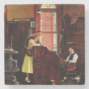 Porta-copo De Pedra Licença de casamento por Norman Rockwell