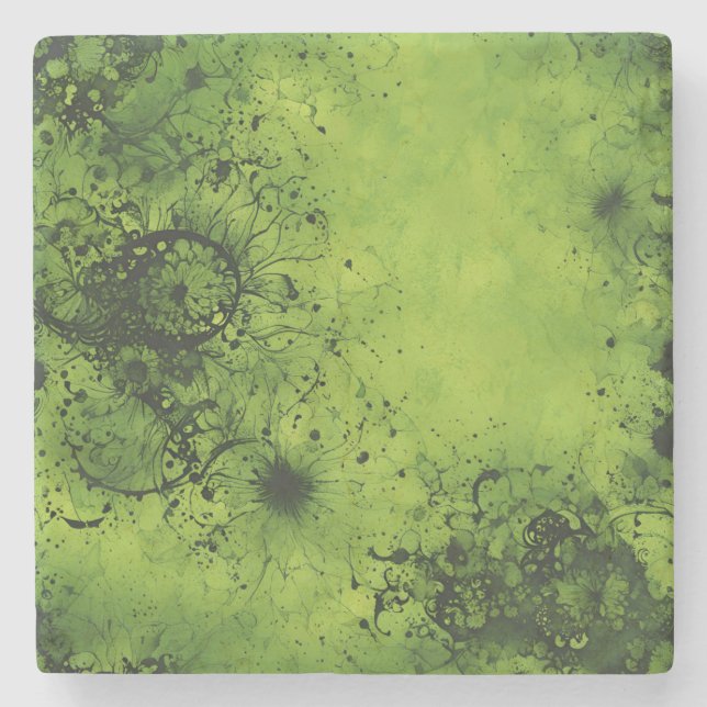 Porta-copo De Pedra Lime Verde Grunge com Acentos Pretos (Frente)