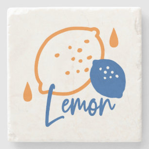 Porta-copo De Pedra Limon Line Art minimalista - Fruta moderna de citr