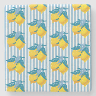 Porta-copo De Pedra Limonetes Amarelos de Amalfi Estilo Mediterrâneo